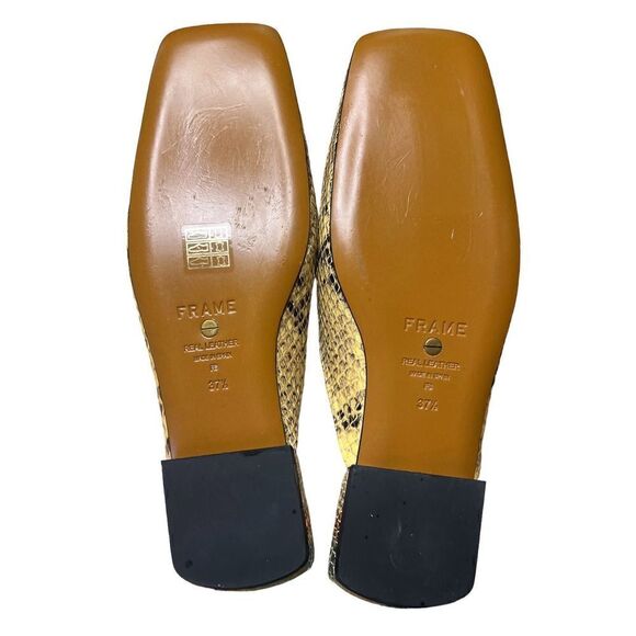 Frame Snakeskin Embossed Flat Slide Leather Mule NWOB Size 37 1/2/ 7 1/2 - Picture 6 of 7